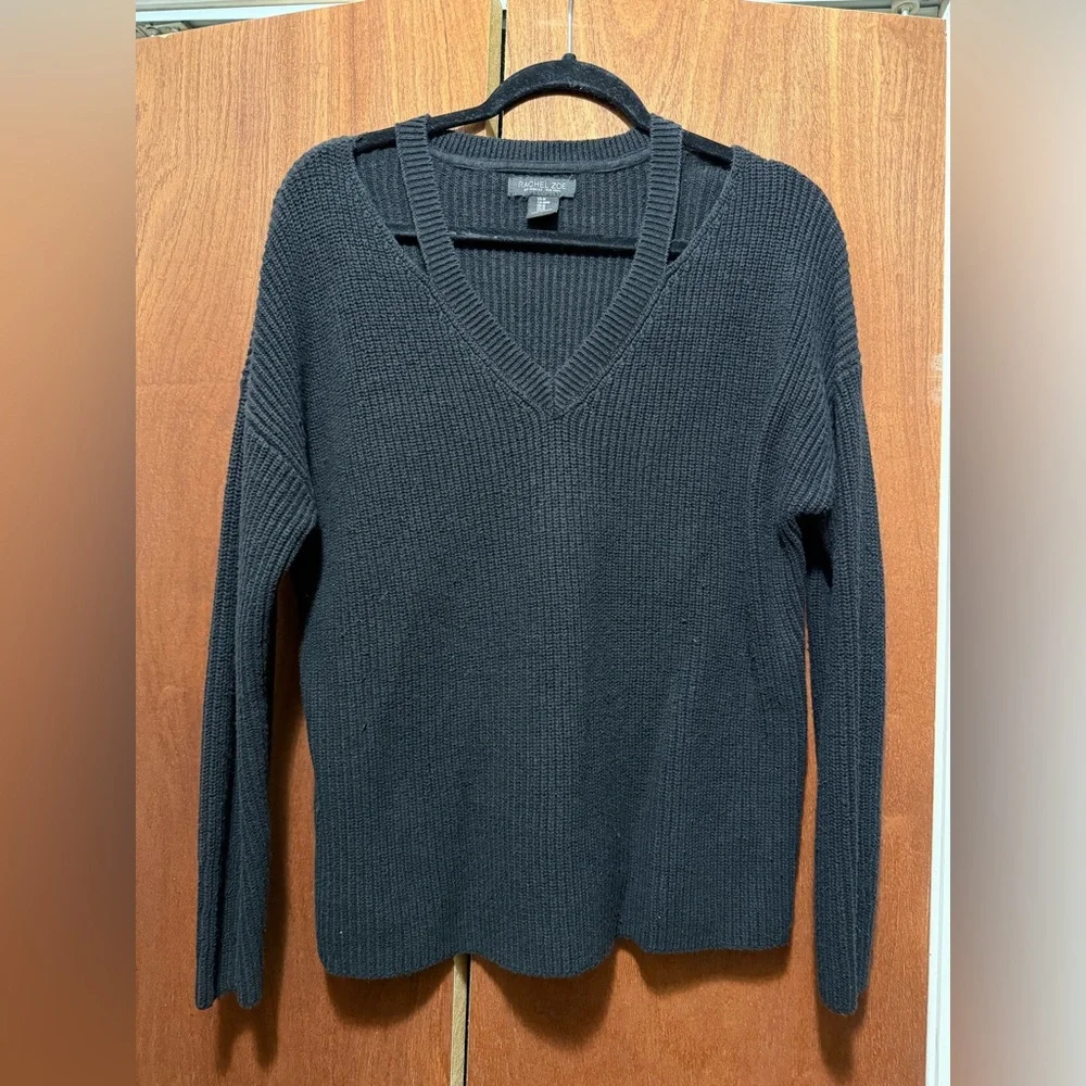 Rachel Zoe Black V-Neck Sweater